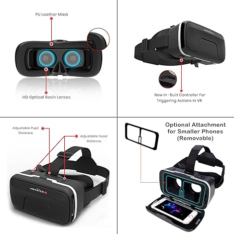 Bnext Virtual Reality Headset Glasses Anti-Radiation Adjustable Screen Headband 2022 for All Android (iOS) for All Smartphones,Phones with 2 Year Replacement Warranty
