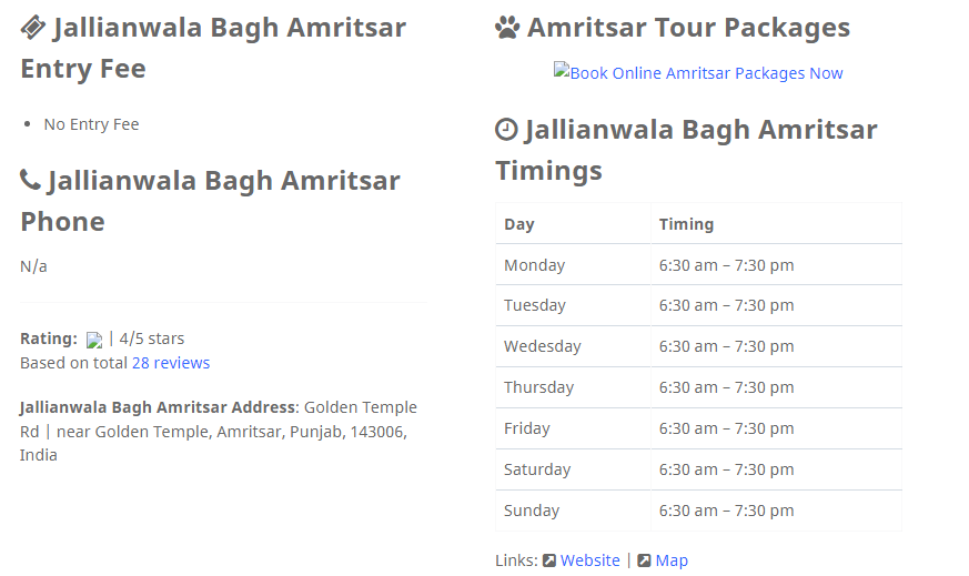 Amritsir Tourism : Jallianwala bagh timing entry fee