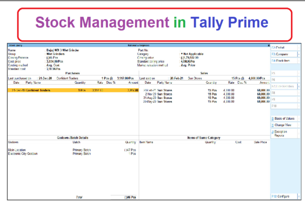 Inventory management in Tally prime: