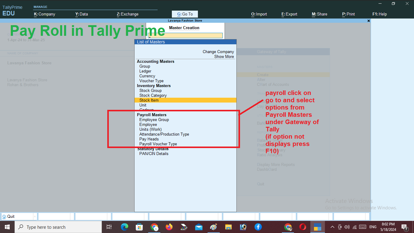 Payroll in Tally Prime