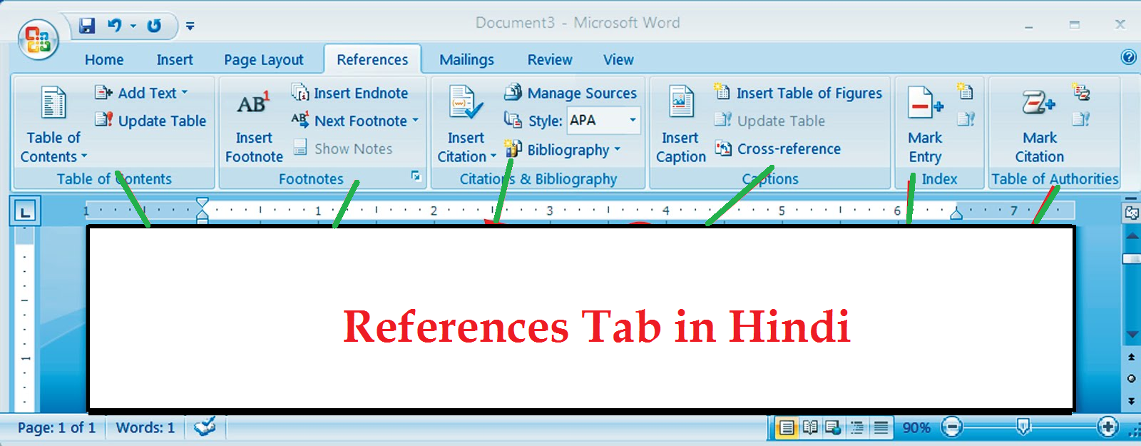 References tab in MS Word 2007