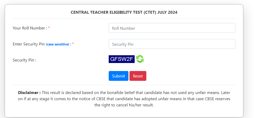 CTET JULY 2024 Result