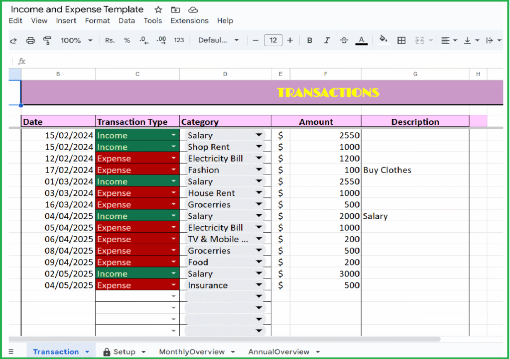 Income and Expense tracker