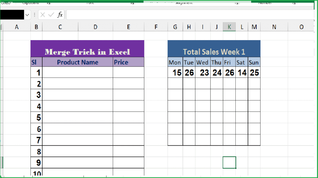 Merge cells in Excel