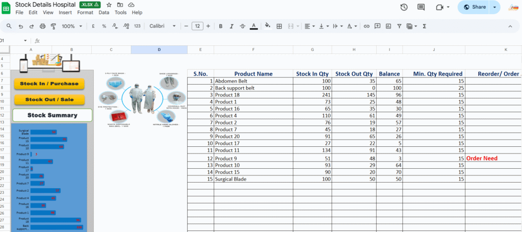 Stock Management sheet in excel