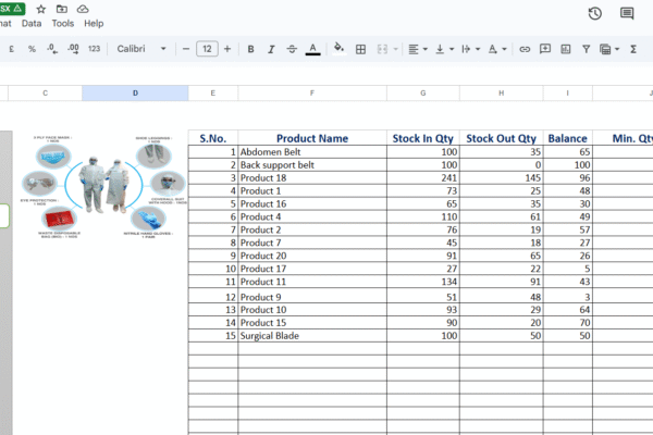Stock Management sheet in excel