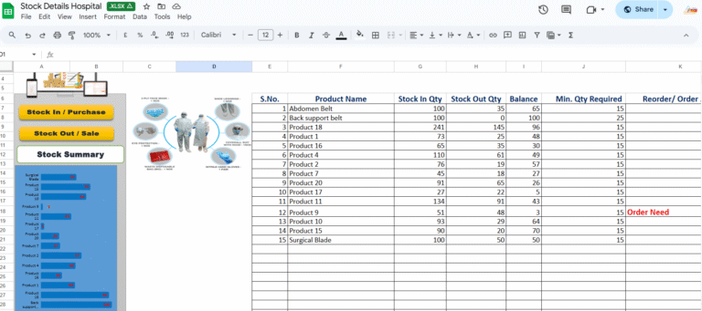 Stock Management sheet in excel
