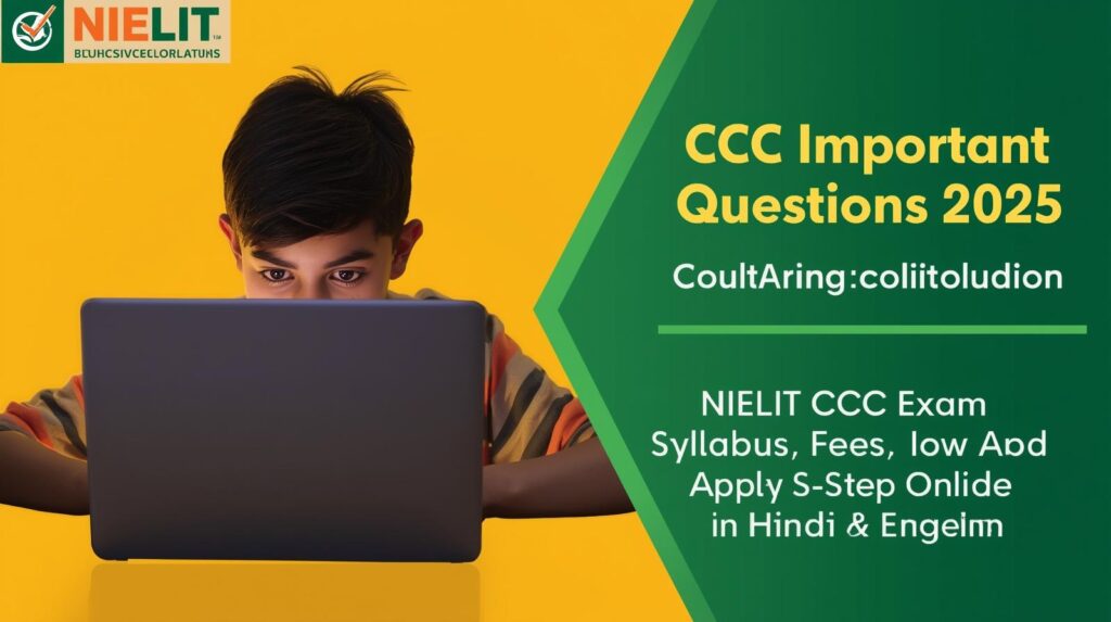 CCC Important Questions 2025 | NIELIT CCC Exam Syllabus, Fees, How to Apply Online Step by Step, 20 Sample MCQs with Answers in Hindi & English | CCC Exam Preparation Tips 2025.