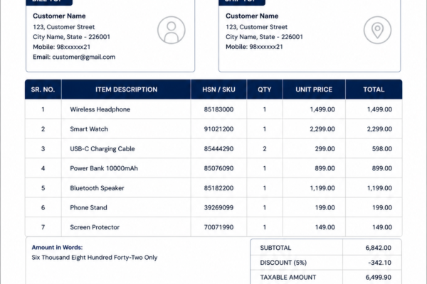 Excel Invoice Template Hindi